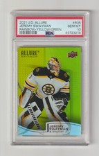 2021-22 Upper Deck Allure Rainbow Jeremy Swayman Yellow Green Rookie PSA 10