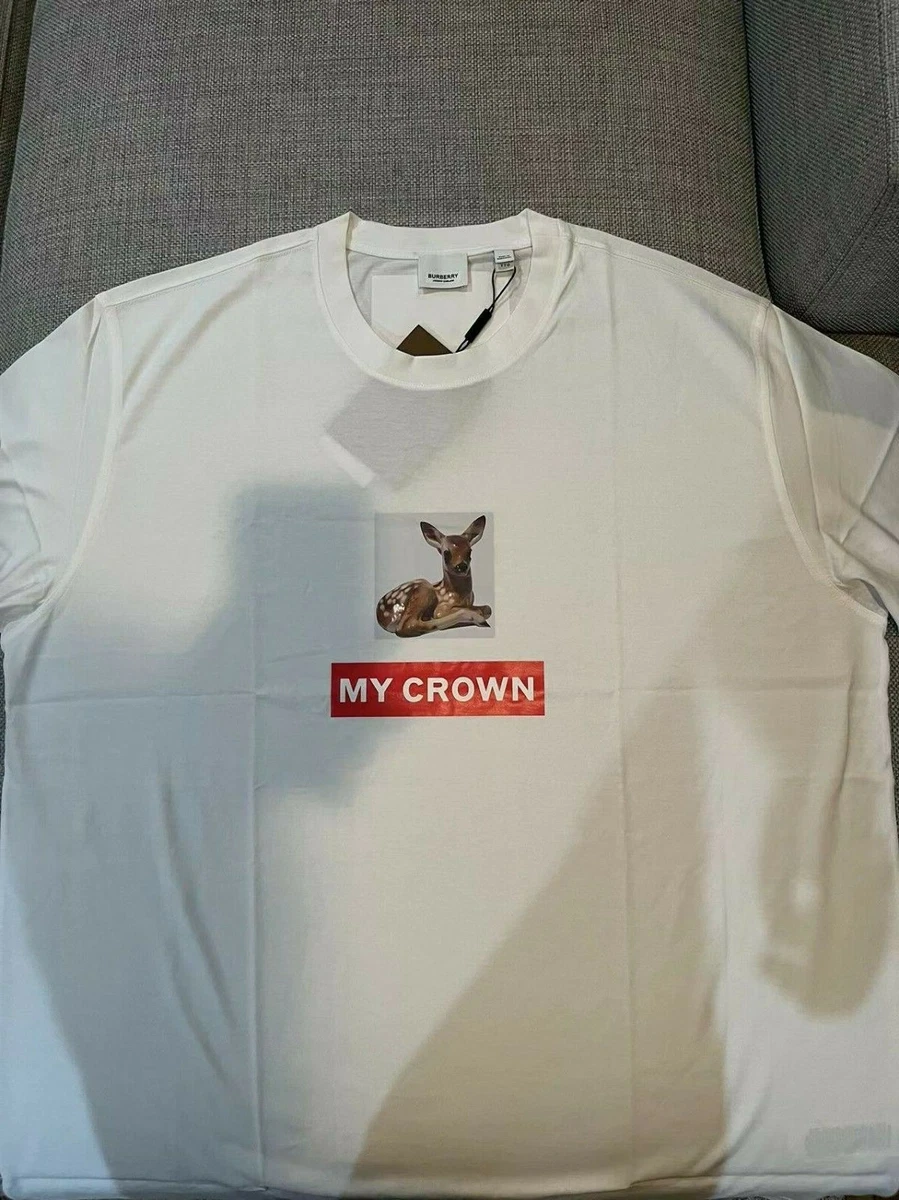 Burberry White Red Carrick My Crown Deer T Shirt Size 2XL