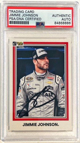 2022 Panini Donruss Racing NASCAR Jimmie Johnson Signed Auto Card #139 PSA/DNA