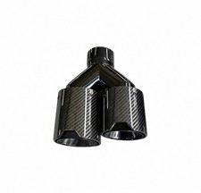 Performance 304 Stainless Steel Polished Universal Dual Carbonfiber Exhaust Tips