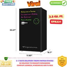 3.2 Cu Ft Retro Dry Erase Compact Refrigerator Black Cfc Free Ozone Safe Durable