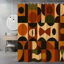 Geometric Modern Shower Curtain in Earthy Tones for Unique Decor