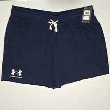 Under Armour 1382427-410 Mens' 2XL Rival Terry 6" Shorts, Navy Blue