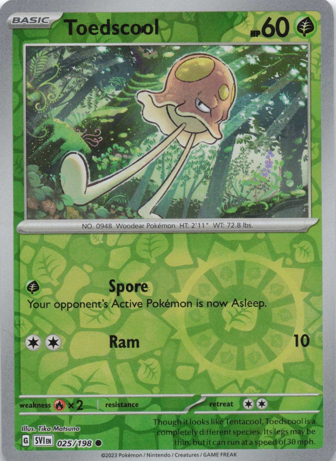 Toedscool 025/198 SV01: Scarlet & Violet Base Set Reverse Holo NM Pokemon TCG