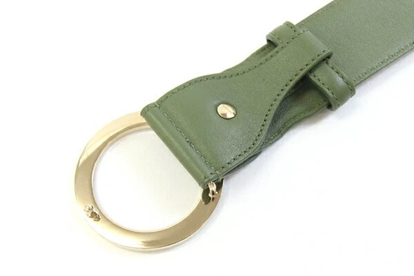 Cinturón BVLGARI BVLGARI BVLGARI Cuero Verde Dorado Usado Moda Ropa Logo Para hombres Foto 3 de 4