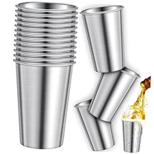  Pack Stainless Steel Cups oz Metal Camping Cups Stackable Stainless Steel 16