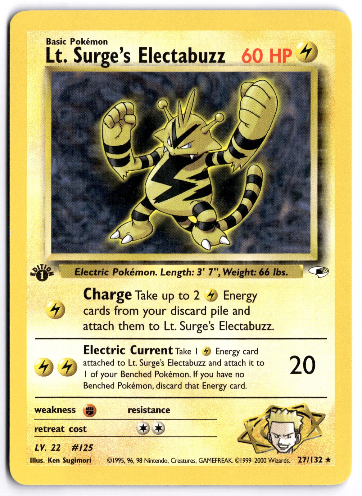 Pokémon 1st Edition Lt. Surge's Electabuzz (27) Rare Gym Heroes 027/132 NM