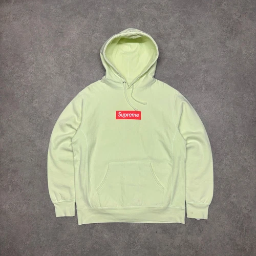 Pull à capuche Supreme vert clair logo boîte (L)