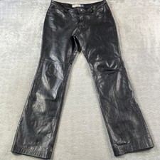 Vintage GAP Leather Pants Womens 12 Black Boot Cut Biker Moto Rider Grunge Y2K