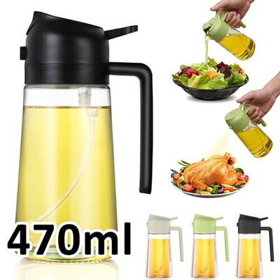 2 in 1 Oil Sprayer Olive Oil Dispenser Sprayer Bottle for Kitchen Cooking 470ml