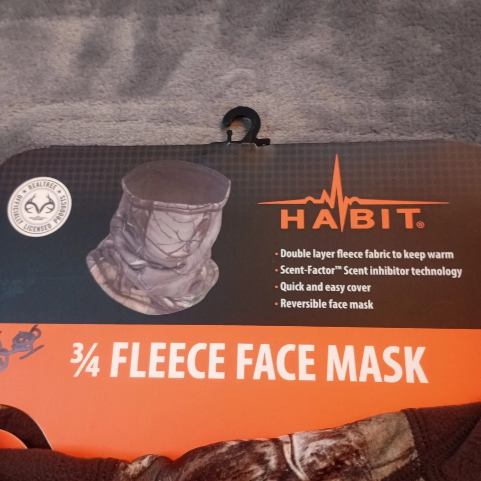 Habit 3/4 Fleece Face Mask Scent Factor Reversible Realtree Camo Camoflauge - Image 2 of 4