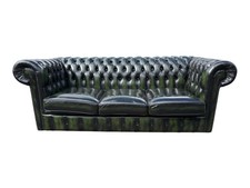 Vintage Antique Green Leather Chesterfield Sofa FREE DELIVERY