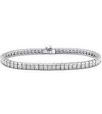 Men’s 8 Inch Tennis Bracelet – Princess Cut Lab Diamond – 14K White Gold Plated