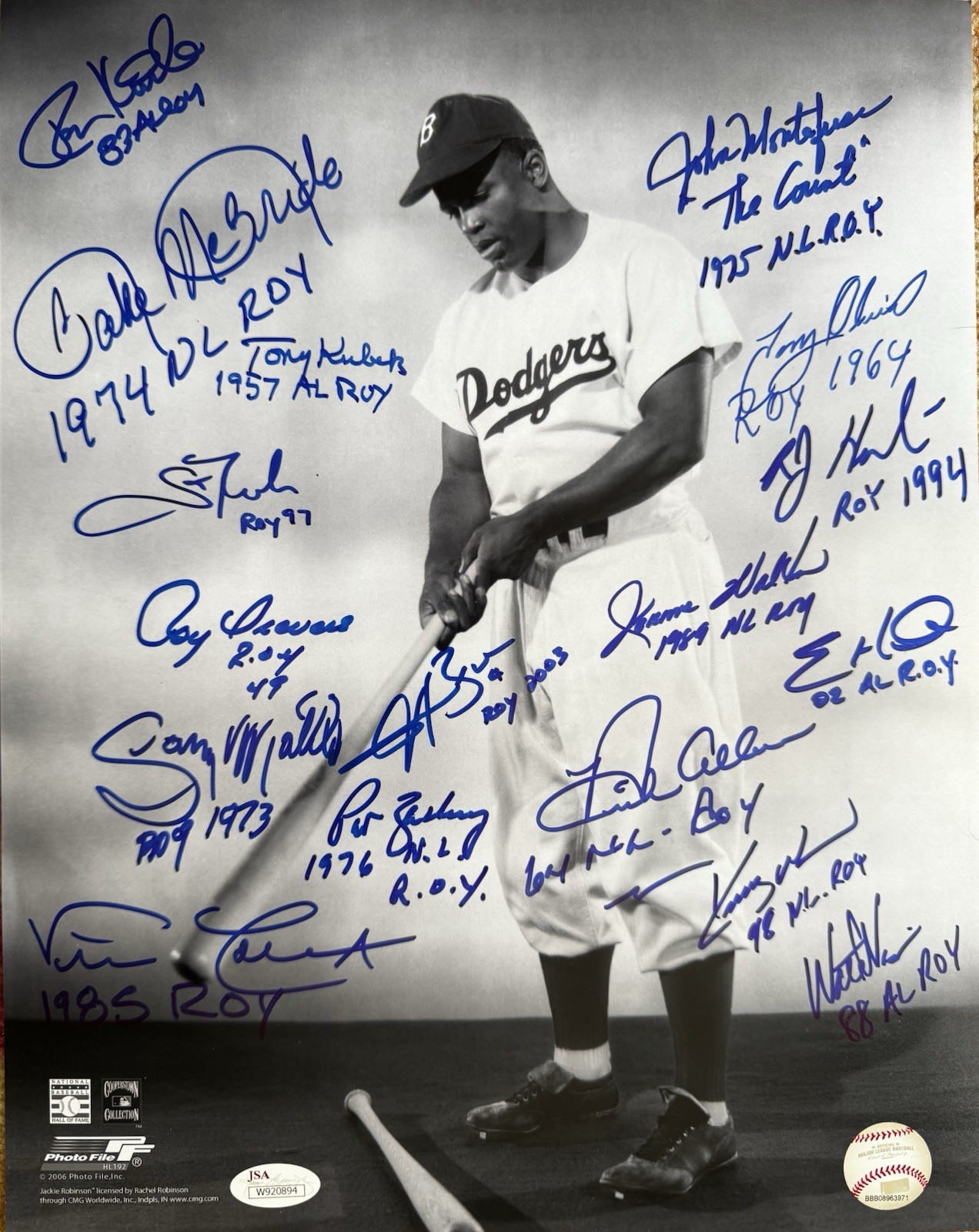 Tony Oliva Autographed Signed Jackie Robinson 11x14 photo by 17 ROYs HOFs Collector Quality JSA LOA 