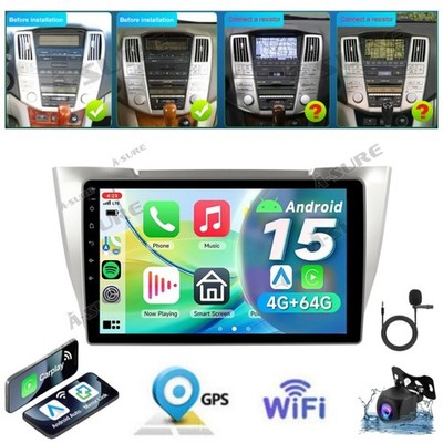 Android 15 Apple Carplay Radio Stereo for Lexus RX330 RX350 2004-2009 GPS 4+64GB