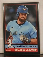 2025 Topps Heritage #601 Nathan Lukes Black Border Parallel Blue Jays