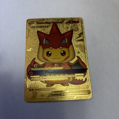 Pikachu Tag Cosplay Mega Charizard Y Gold Foil Fan Art Pokemon