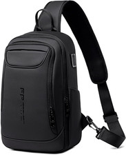 Mens Crossbody Bag, Water Resistant Sling Backpack for Daily/Travel, Black
