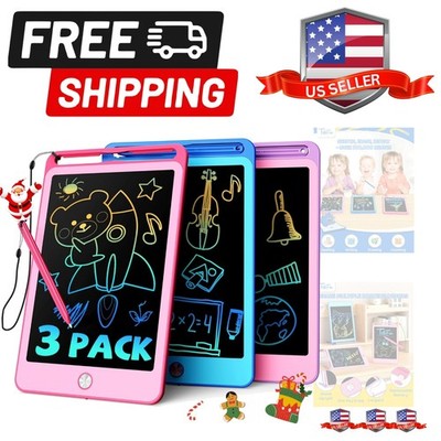 3 Pack LCD Writing Tablet for Kids, 8.5 Inch Blue+Pink+Purple Doodle Board Dr...