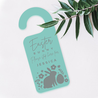 Osterhase Stop Here Schild - Hasenmotiv: Personalisierter süßer Türhänger Ostern