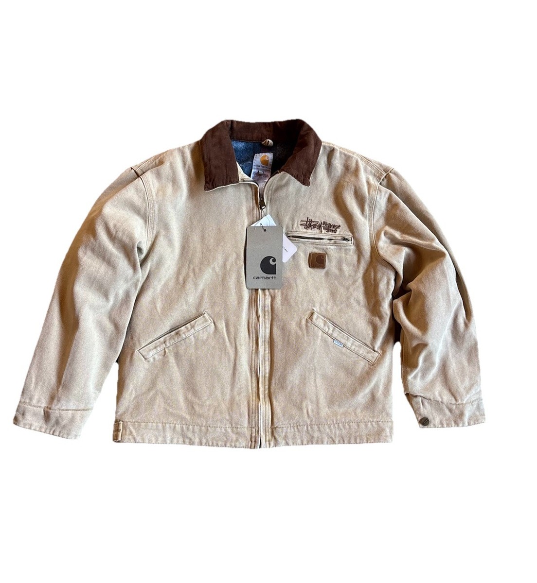 Authentic Carhartt WIP x Stussy Mens Beige Brown Insulated Work