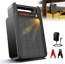 Solar Electric Fence Charger 10 Miles, 0.20J Solar Powered Fence Energizer with