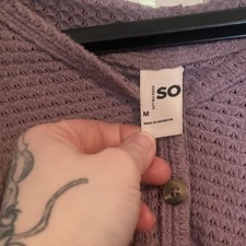 SO Purple Knit Hooded Henley Button Front Lon...