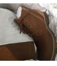 Clarks Heath Lace K Older Boys Tan Leather Boots UK Size 5.5 G EU 39