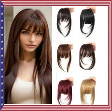 Neat Bangs Clip in on Fringe Hair Extensions Thick Thin As Human Front Hairpiece