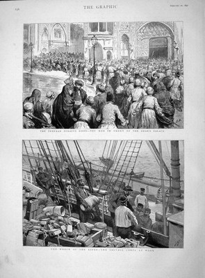 Old Antique Print 1892 Ship Wreck Eider Teheran Tobacco Riots Shah Palace 19th