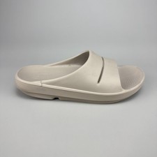 OOFOS Ooahh Slide Sandals Mens Size 9 Beige Recovery Foam Comfort Arch Support