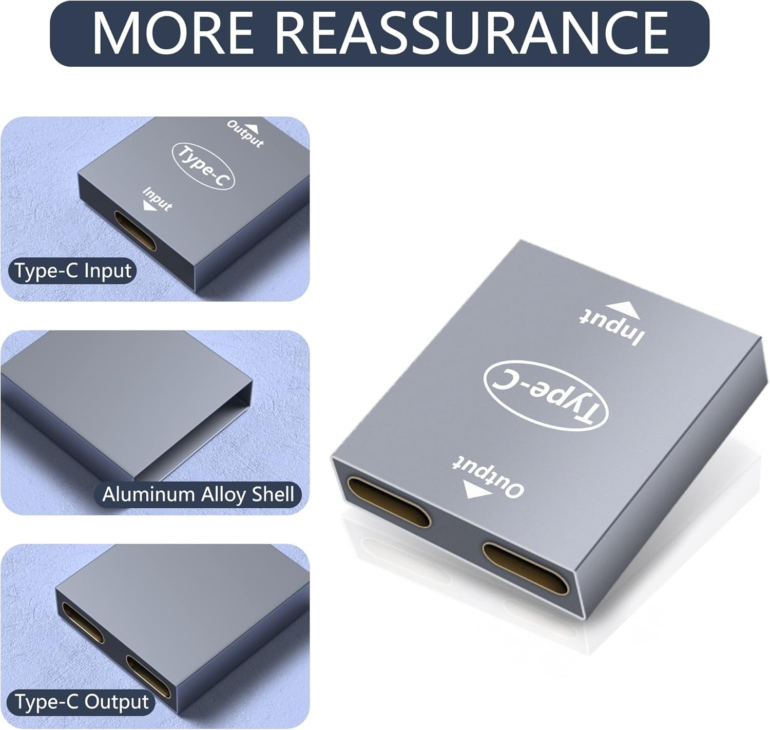 YACSEJAO USB C Splitter Dual USB C Charger Adapter USB Female to Female Double U