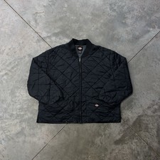 Vintage Dickies Quilted Bomber Jacket Black Boxy Fit 3XL Full Zip Chore 90s