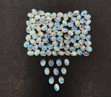 Natural Rainbow Moonstone Oval Cabochon Loose Gemstone Lot 55 Pcs 5 7 MM 60 CT