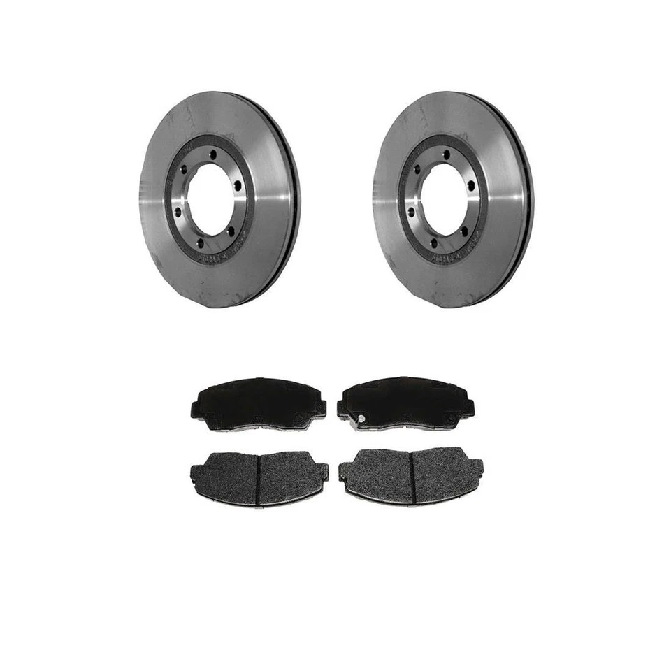 Kit de rotores de freno delanteros + pastillas metálicas y herrajes para Mazda B2000 1986-1987 Foto 4 de 4