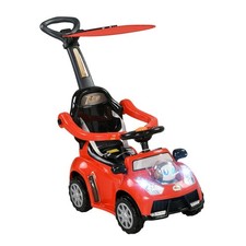 Red Baby Push Car for Kids 1-3 Years, Sliding Ride-On with Removable Handle,