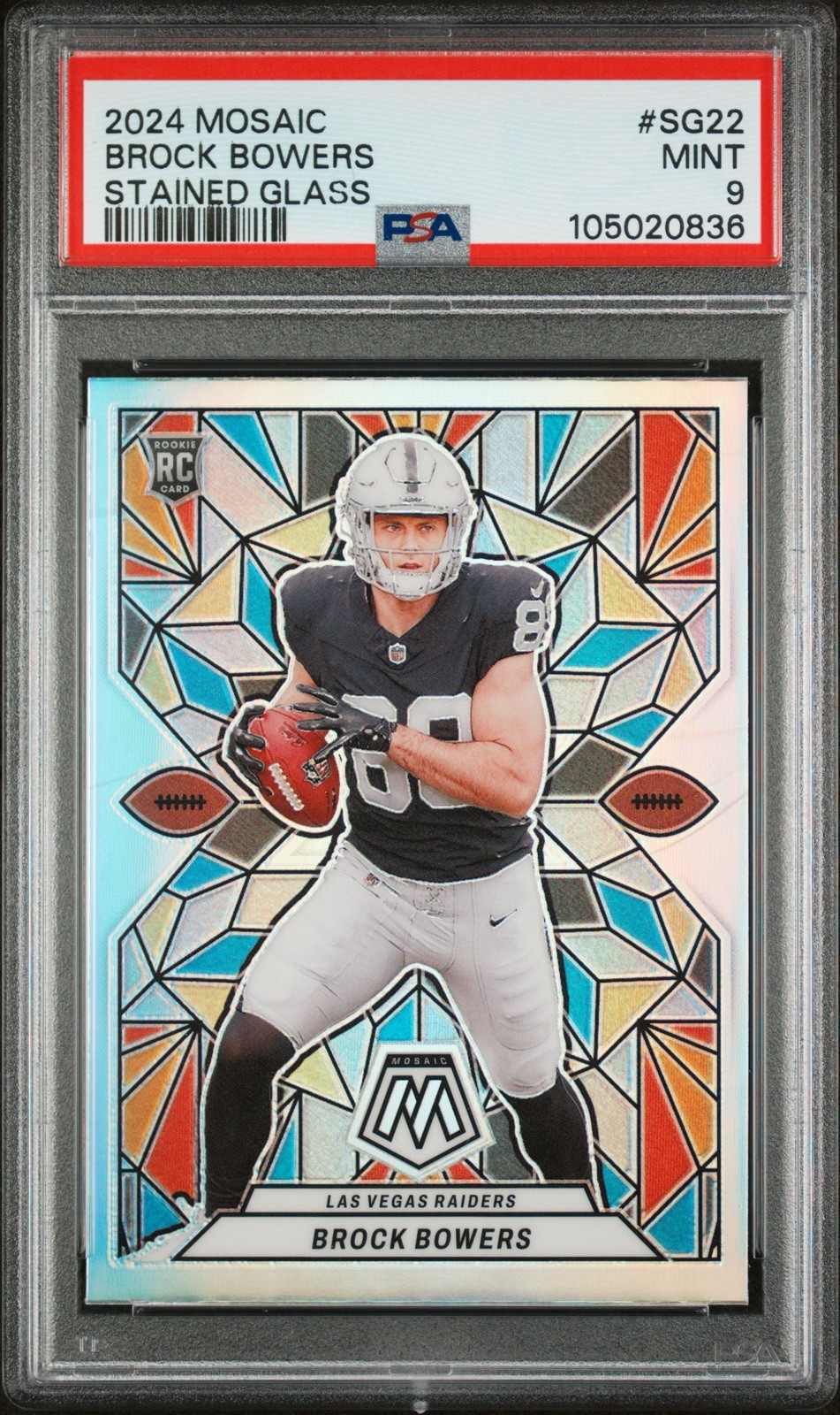 2024 Panini Mosaic Stained Glass Brock Bowers PSA 9 #SG22