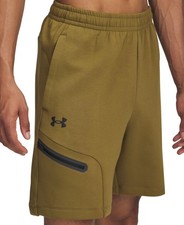 New Mens UNDER ARMOUR XL UNSTOPPABLE FLEECE pocket SHORT CANTEEN GREEN/BLACK