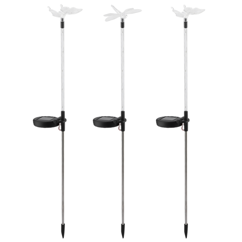 3pcs Solar Powered LED Colorful Outdoor Waterproof Stake Light For Lawn Gard BL