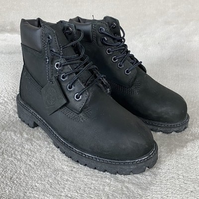 Timberland Premium 6 inch Kids Boys Boots Size 13 Black Nubuck Waterproof NEW