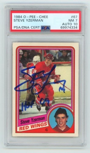 Steve Yzerman 1984 O-Pee-Chee #67 Signed Rookie RC w/ HOF '09 Ins. PSA 7 10 Auto
