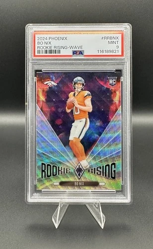 2024 Panini Phoenix Rookie Rising Bo Nix Wave RC Broncos PSA 9 Mint