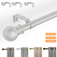Extendable Curtain Poles with End Finials + Fittings Set 28mm Heavy Duty Rods UK