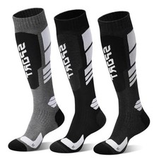 Ski Socks - 3 Pairs Warm Merino Wool Snowboard Socks Thermal Sock for Black
