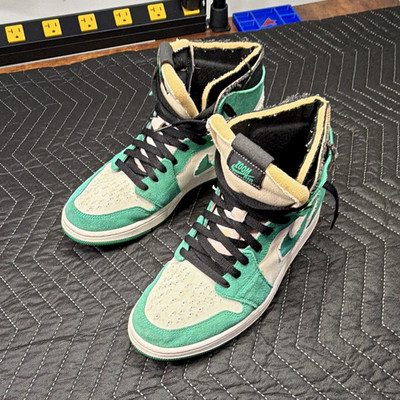 Nike Air Jordan 1 Men s High Top Colorblock Sneakers Green/White/Black