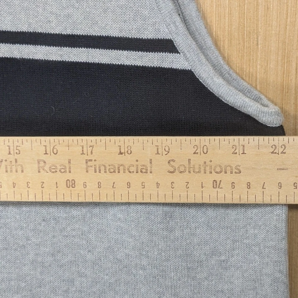 Structure V Neck Knit Sweater Vest Y2K Preppy Casual Gray Stripe Cotton Men's XL - Image 4 of 4