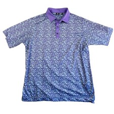 FootJoy Polo Shirt Mens XL Purple Floral Golf Performance Stretch Short Sleeve
