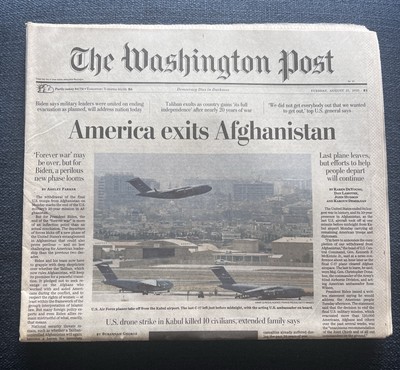 The Washington Post August 31, 2021 America Exits Afghanistan 8-31-2021