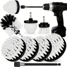 8 Pack Drill Brush Attachment Set,1/4in Power Scrubber Brush  Extend Long Rod,