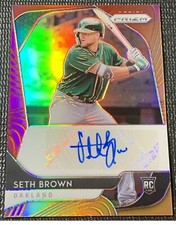 2020 Prizm Seth Brown RC Auto Hot Box Red Orange Prizm /25 Oakland Athletics 